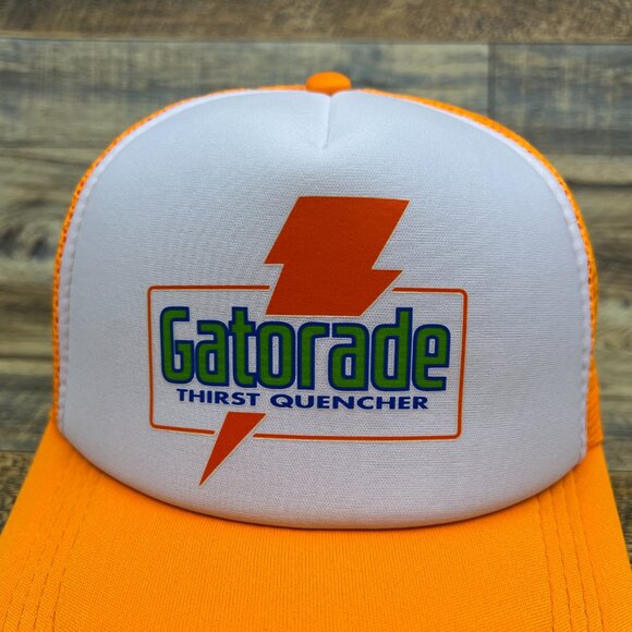 Retro Gatorade Mens Trucker Hat Orange Snapback 1986 Retro Logo Baseball Cap - Picture 3 of 8